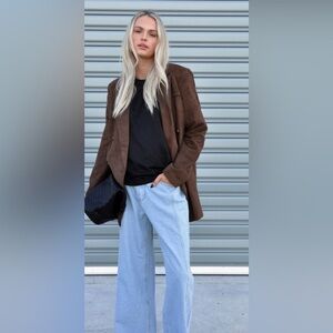 Promesa Brown/Green Suede Blazer Jacket